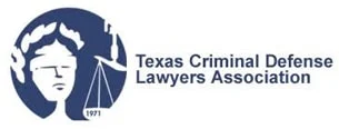Logo of the Texas Criminal Defense Lawyers Association featuring a stylized figure holding scales of justice and the year 1971.